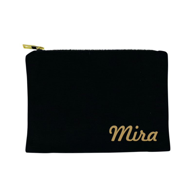 COTTON POUCH WITH GOLD ZIPPER