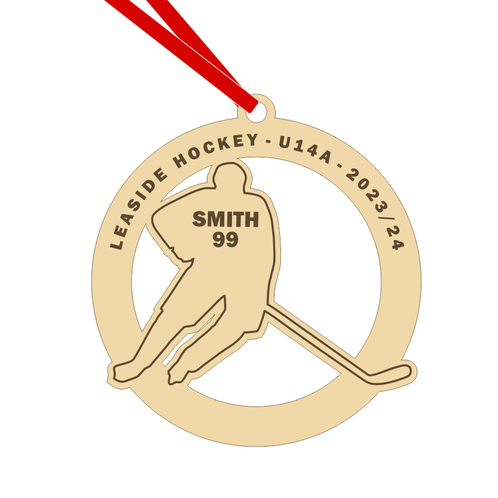 WOOD ORNAMENT OR GIFT TAG | HOCKEY PLAYER | MIN 15